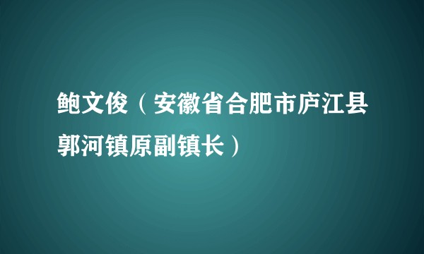 鲍文俊（安徽省合肥市庐江县郭河镇原副镇长）