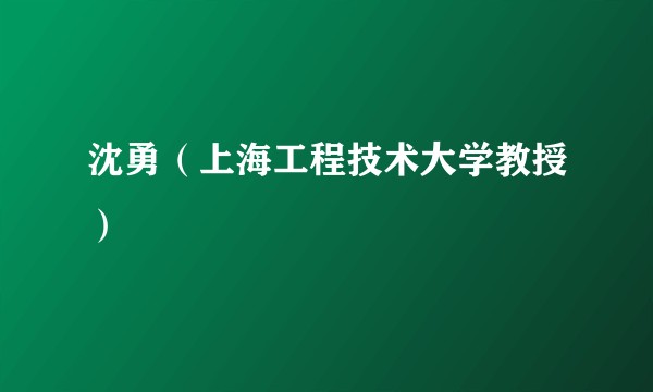 沈勇（上海工程技术大学教授）