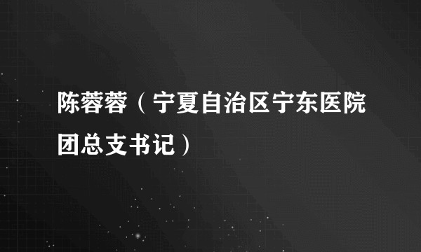 陈蓉蓉（宁夏自治区宁东医院团总支书记）