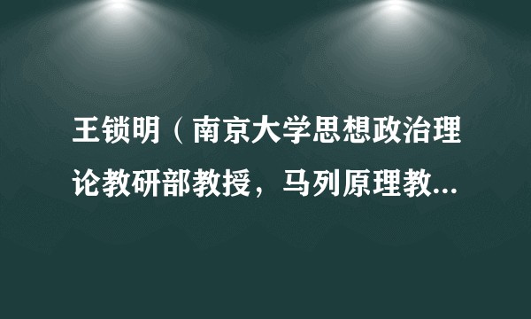王锁明（南京大学思想政治理论教研部教授，马列原理教研室主任）