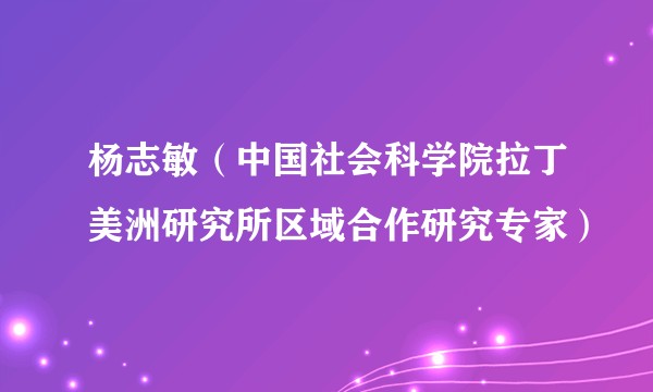 杨志敏(中国社会科学院拉丁美洲研究所区域合作研究专家)