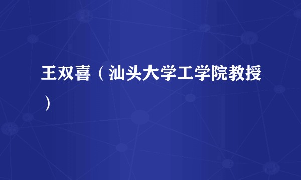 王双喜（汕头大学工学院教授）