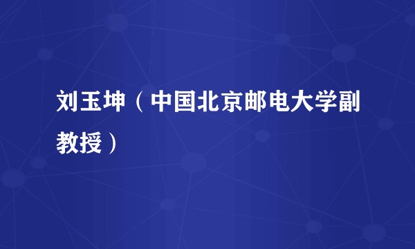 刘玉坤（中国北京邮电大学副教授）