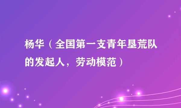 杨华（全国第一支青年垦荒队的发起人，劳动模范）
