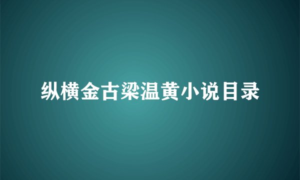 纵横金古梁温黄小说目录