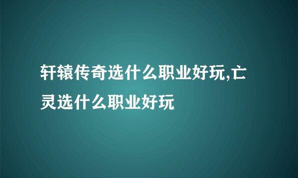 轩辕传奇选什么职业好玩,亡灵选什么职业好玩