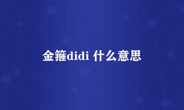 金箍didi 什么意思