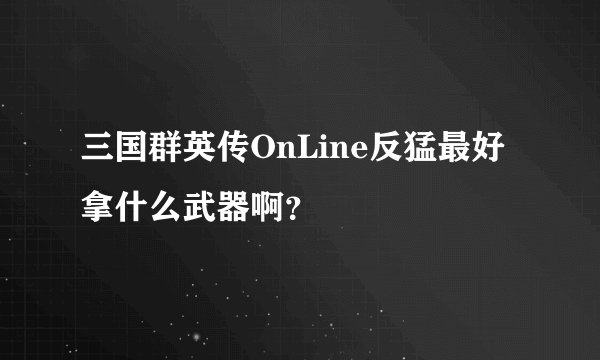 三国群英传OnLine反猛最好拿什么武器啊？