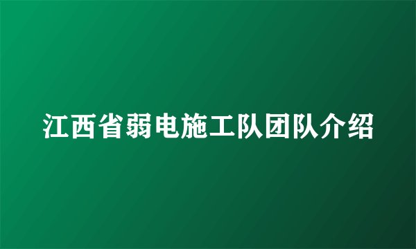 江西省弱电施工队团队介绍