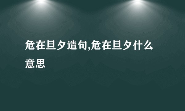 危在旦夕造句,危在旦夕什么意思