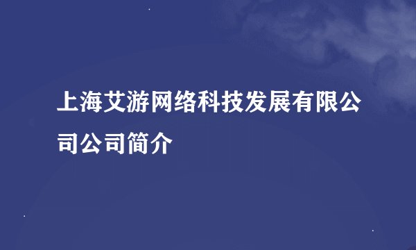 上海艾游网络科技发展有限公司公司简介