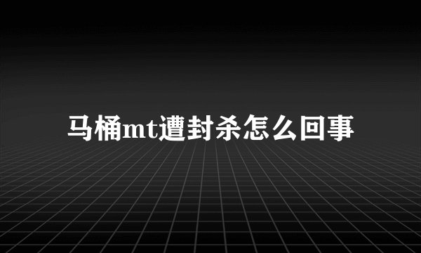 马桶mt遭封杀怎么回事