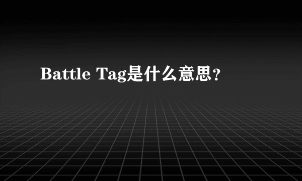 Battle Tag是什么意思？