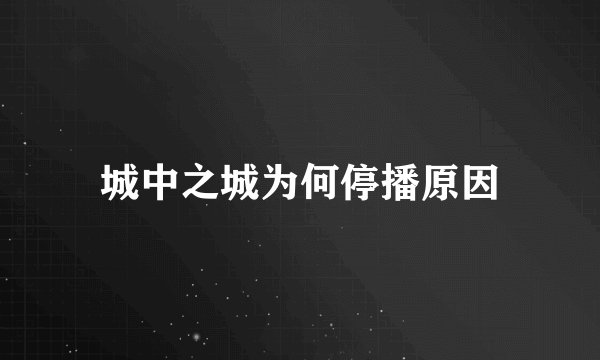 城中之城为何停播原因