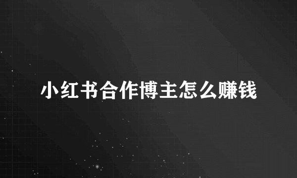 小红书合作博主怎么赚钱
