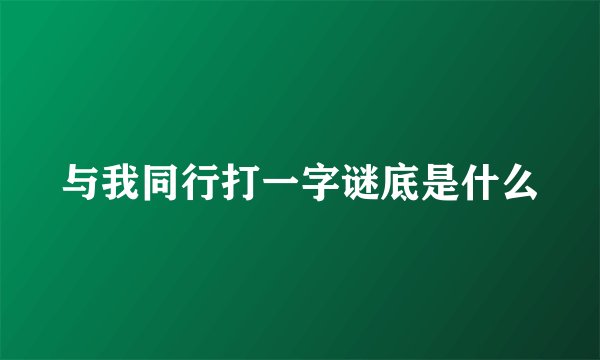 与我同行打一字谜底是什么