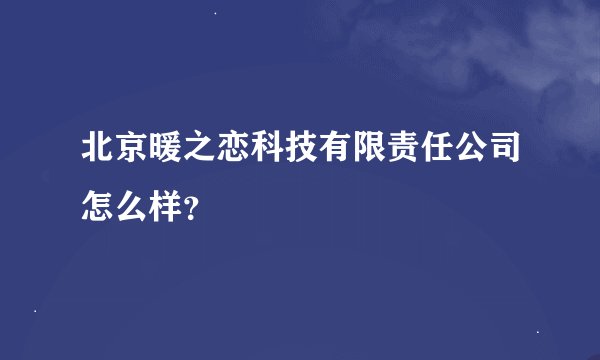 北京暖之恋科技有限责任公司怎么样？