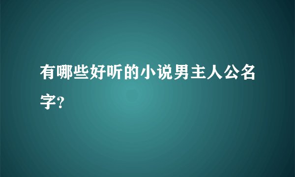 有哪些好听的小说男主人公名字?