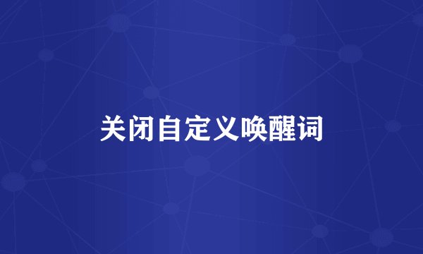 关闭自定义唤醒词