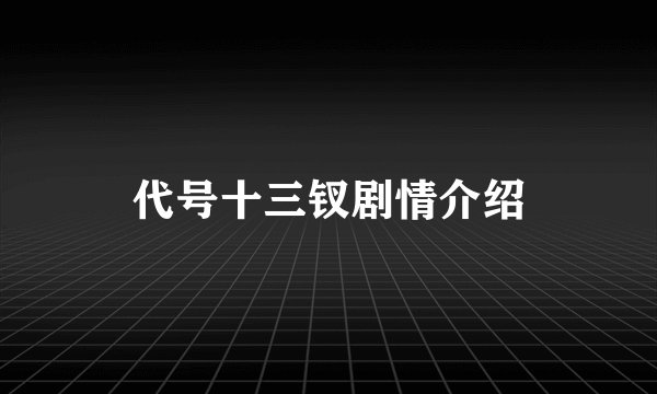 代号十三钗剧情介绍
