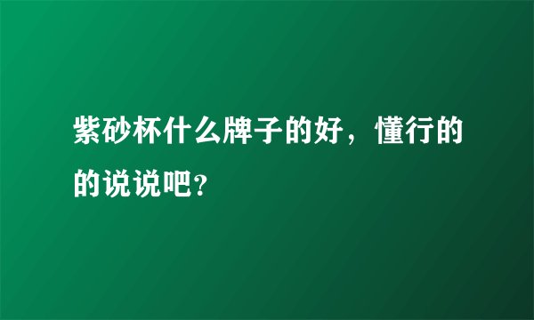 紫砂杯什么牌子的好，懂行的的说说吧？