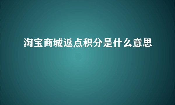 淘宝商城返点积分是什么意思
