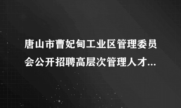 唐山市曹妃甸工业区管理委员会公开招聘高层次管理人才招聘待遇如何