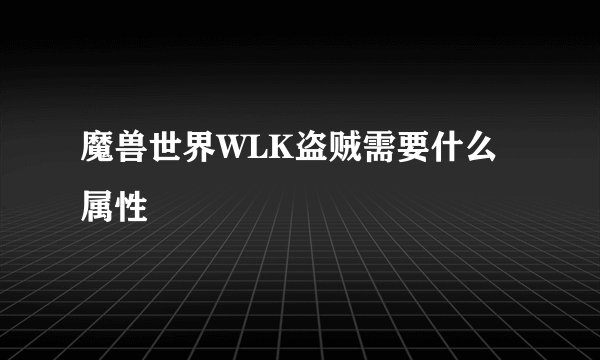 魔兽世界WLK盗贼需要什么属性