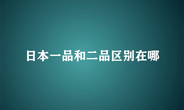 日本一品和二品区别在哪
