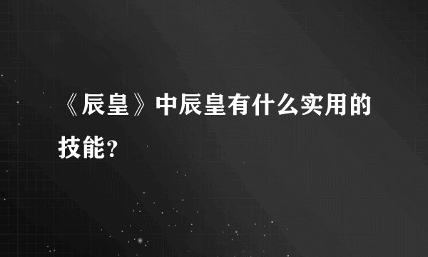《辰皇》中辰皇有什么实用的技能？