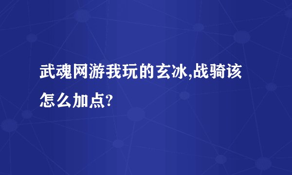 武魂网游我玩的玄冰,战骑该怎么加点?