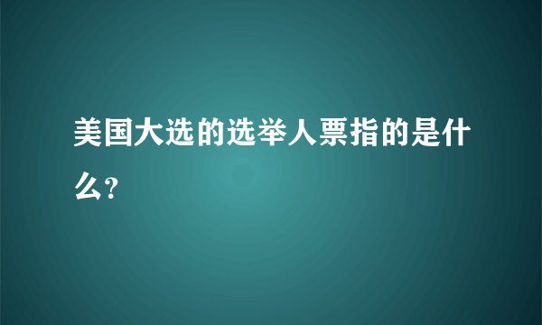 美国大选的选举人票指的是什么？