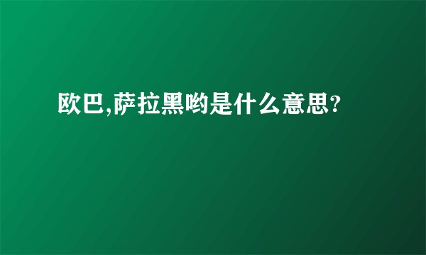 欧巴,萨拉黑哟是什么意思?