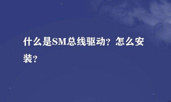 什么是SM总线驱动？怎么安装？