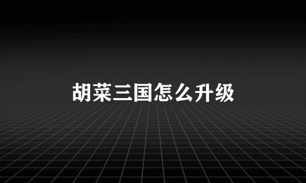 胡菜三国怎么升级