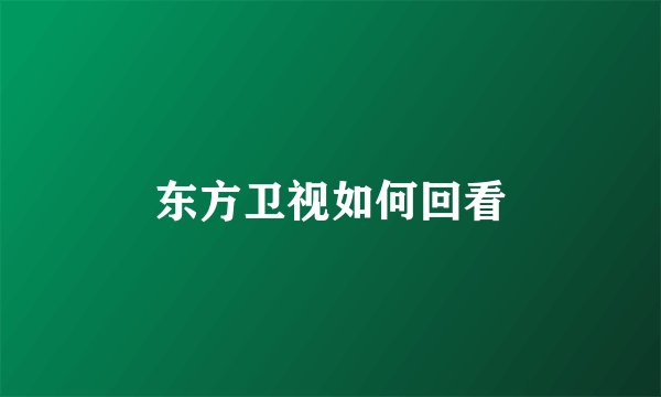 东方卫视如何回看
