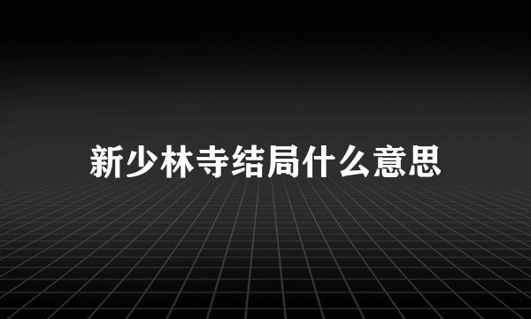 新少林寺结局什么意思