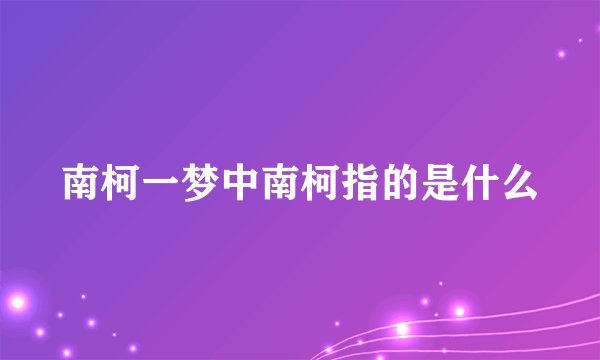 南柯一梦中南柯指的是什么