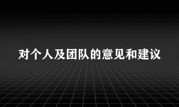 对个人及团队的意见和建议