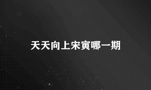 天天向上宋寅哪一期