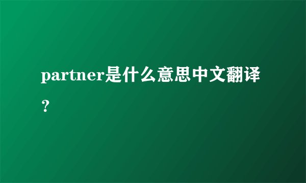 partner是什么意思中文翻译？