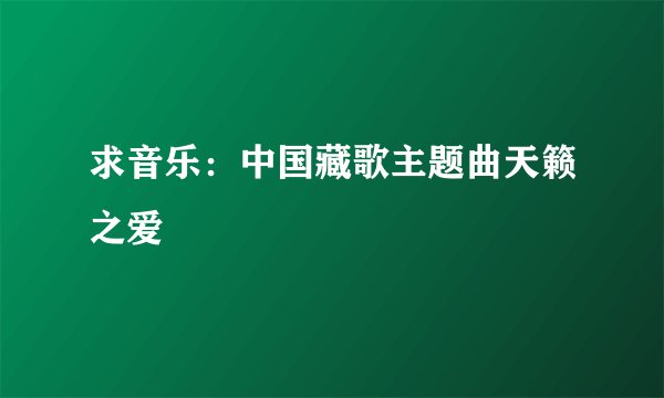 求音乐：中国藏歌主题曲天籁之爱