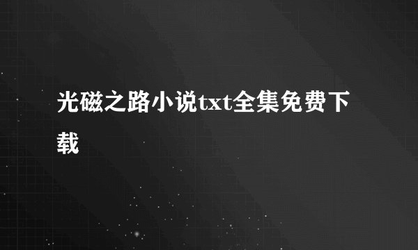 光磁之路小说txt全集免费下载