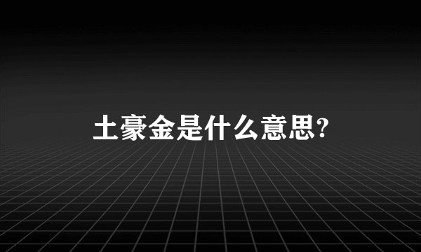 土豪金是什么意思?