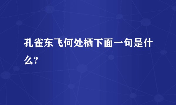 孔雀东飞何处栖下面一句是什么?