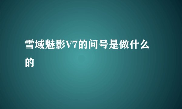 雪域魅影V7的问号是做什么的