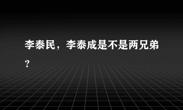 李泰民，李泰成是不是两兄弟？