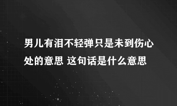 男儿有泪不轻弹只是未到伤心处的意思 这句话是什么意思