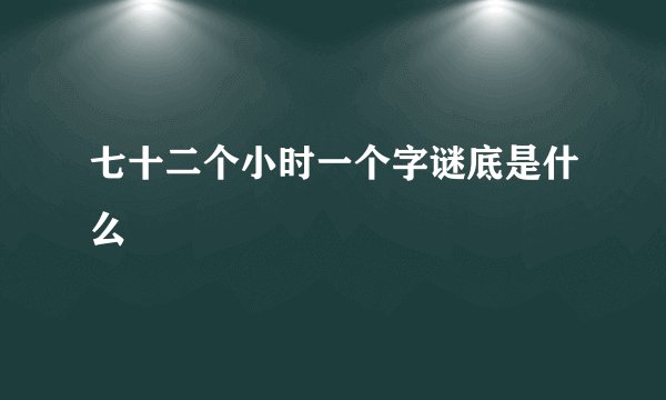 七十二个小时一个字谜底是什么