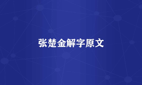张楚金解字原文